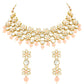 Gold-Polished Traditional Kundan Studded Bridal Choker Necklace & Drop Earrings Jewellery Set For Women/Girls - Wahe Jewels - Swadesiicart