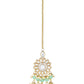 Gold-Polished Traditional Kundan Studded Mint Pearl Hanging Choker Necklace Jewellery Set With Earrings & Maang Tikka For Women & Girls - Wahe Jewels - Swadesiicart