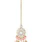 Gold-Polished Traditional Kundan Studded Pink Pearl Hanging Choker Necklace Jewellery Set With Earrings & Maang Tikka For Women & Girls - Wahe Jewels - Swadesiicart