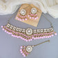 Gold-Polished Traditional Kundan Studded Pink Pearl Hanging Choker Necklace Jewellery Set With Earrings & Maang Tikka For Women & Girls - Wahe Jewels - Swadesiicart