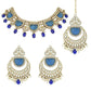 Gold-Polished Traditional Pearl Kundan & Stone Studded Jewellery Necklace Set with Maang Tikka for Women - Wahe Jewels - Swadesiicart