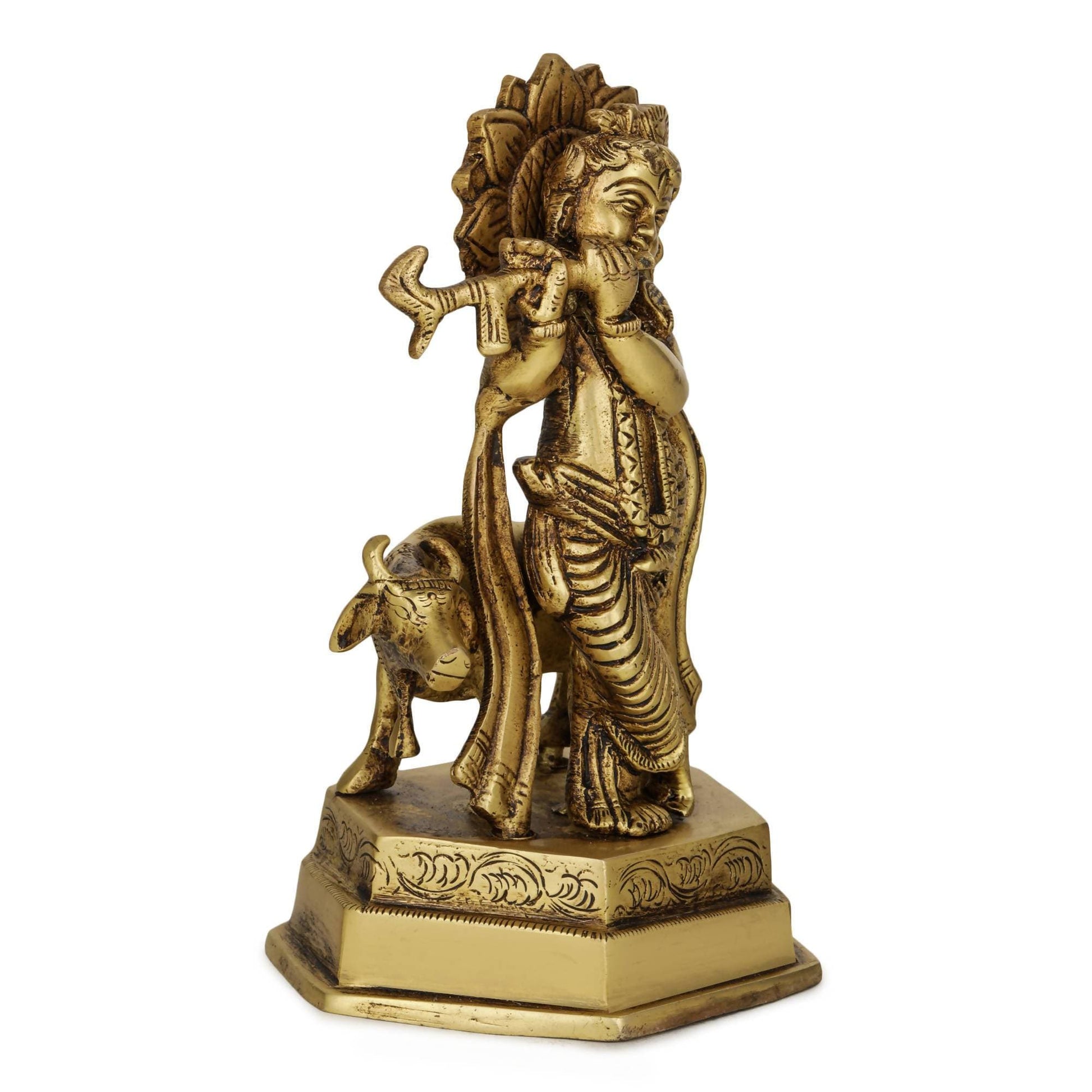Devlok Lord Krishna with Cow Idol - Swadesiicart