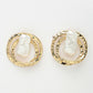 NVR Women's White & Gold-Polished Circular Shape Studs Earring | Swadesiicart