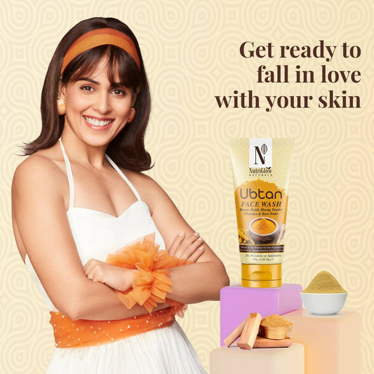 NutriGlow NATURAL'S Ubtan Face & Body Scrub with Besan, Moong Powder - Swadesiicart
