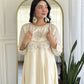 The52 CreamWomen's Gorgeous Embroidered Vichitra Silk Fabric Flared Kurta Pant with Dupatta Set - Swadesiicart