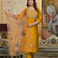 Partywear Designer Musted Yellow Poly Silk fabric Stitched Suit With Dupatta - Tanisha | Swadesiicart
