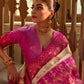Vishnu Weaves Women's Cream Banarasi Silk Kalamkari Zari Woven Saree with Blouse - Swadesiicart