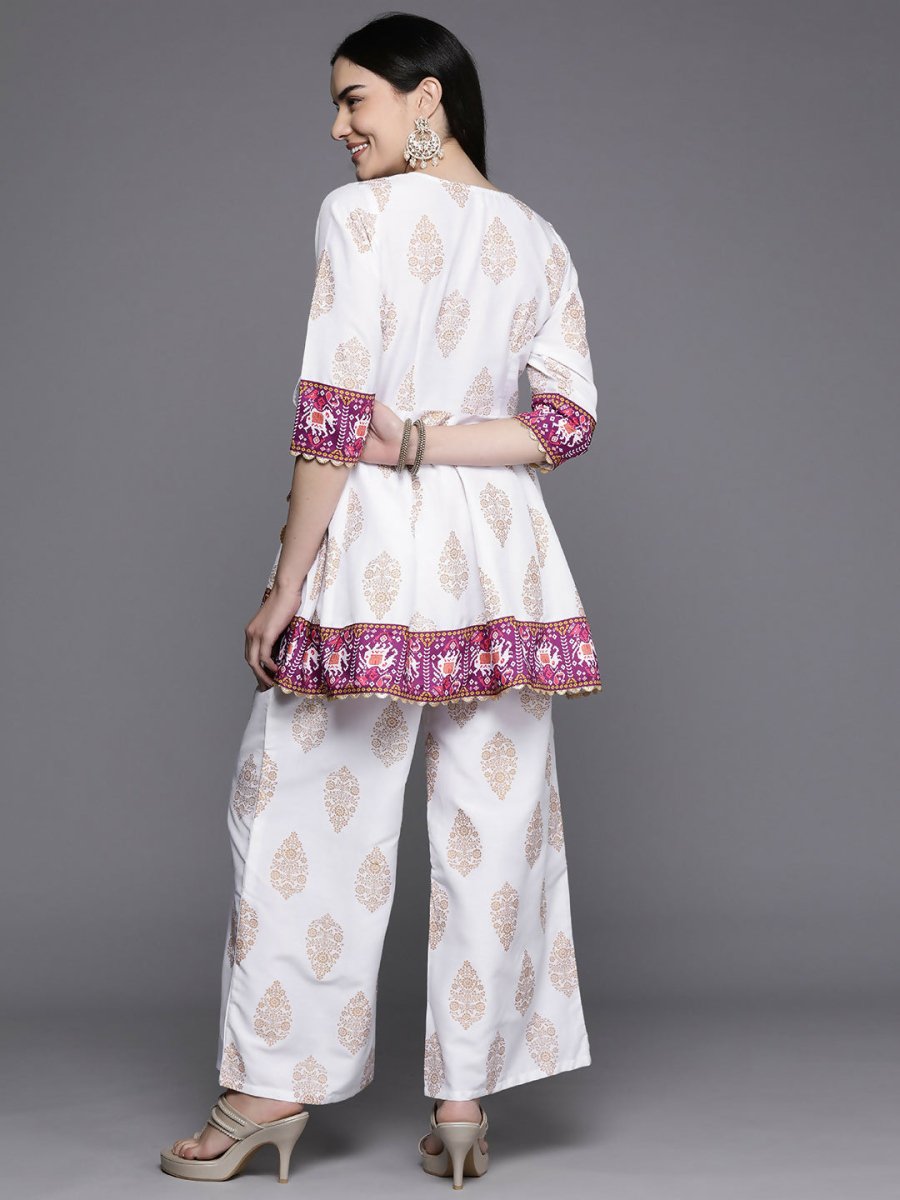 Ahalyaa Women's Traditional Wear Co-ods - White - Swadesiicart
