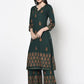 Aniyah Rayon Bottle Green Block Print Straight Kurta (AN-218K) - Swadesiicart