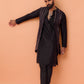 Kisah Men Black Printed Kurta Jacket Churidar Set with Tie & Dye | Swadesiicart