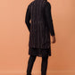 Kisah Men Black Printed Kurta Jacket Churidar Set with Tie & Dye | Swadesiicart