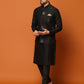 Kisah Men Black Embroidered Kurta Jacket Trouser Set | Swadesiicart