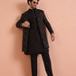 Kisah Men Black Embossed Kurta Indowestern Trouser Set | Swadesiicart