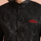 Kisah Men Black Embossed Kurta Indowestern Trouser Set | Swadesiicart