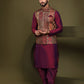 Kisah Men Maroon Printed Kurta Jacket Dhoti Set | Swadesiicart