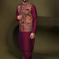 Kisah Men Maroon Printed Kurta Jacket Dhoti Set | Swadesiicart