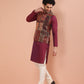 Kisah Men Maroon Printed Kurta Jacket Churidar Set | Swadesiicart