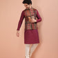 Kisah Men Maroon Printed Kurta Jacket Churidar Set | Swadesiicart