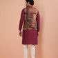 Kisah Men Maroon Printed Kurta Jacket Churidar Set | Swadesiicart