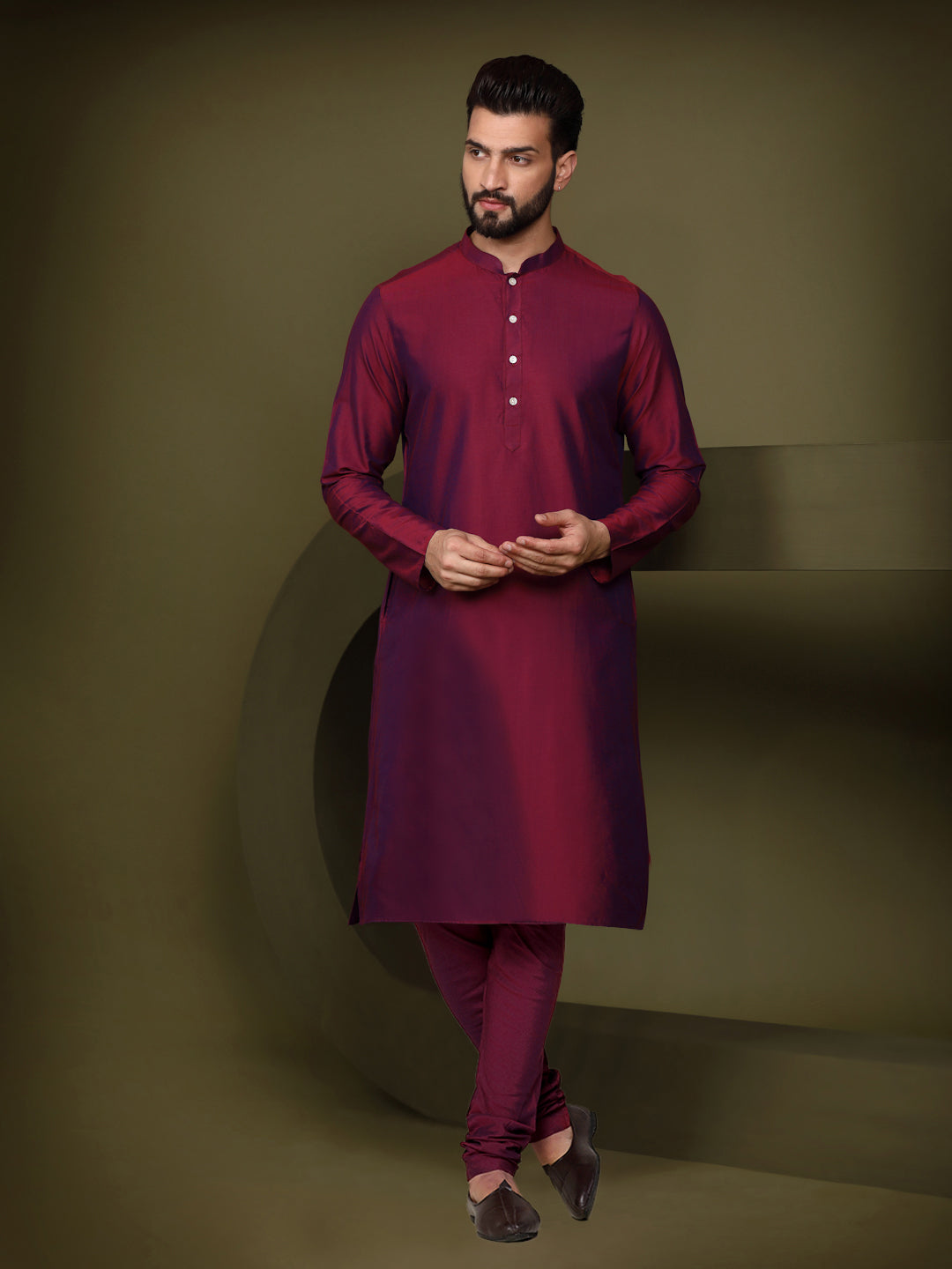 Kisah Men's Multi Color Kurta Jacket Churidar Set | Swadesiicart