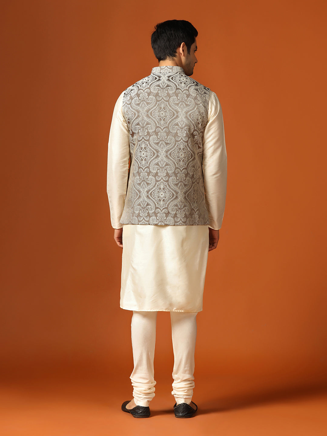 Kisah Men's Grey Kurta Jacket with Churidar Set | Swadesiicart
