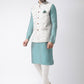 Kisah Men Off-White Printed Kurta Jacket Churidar Set | Swadesiicart