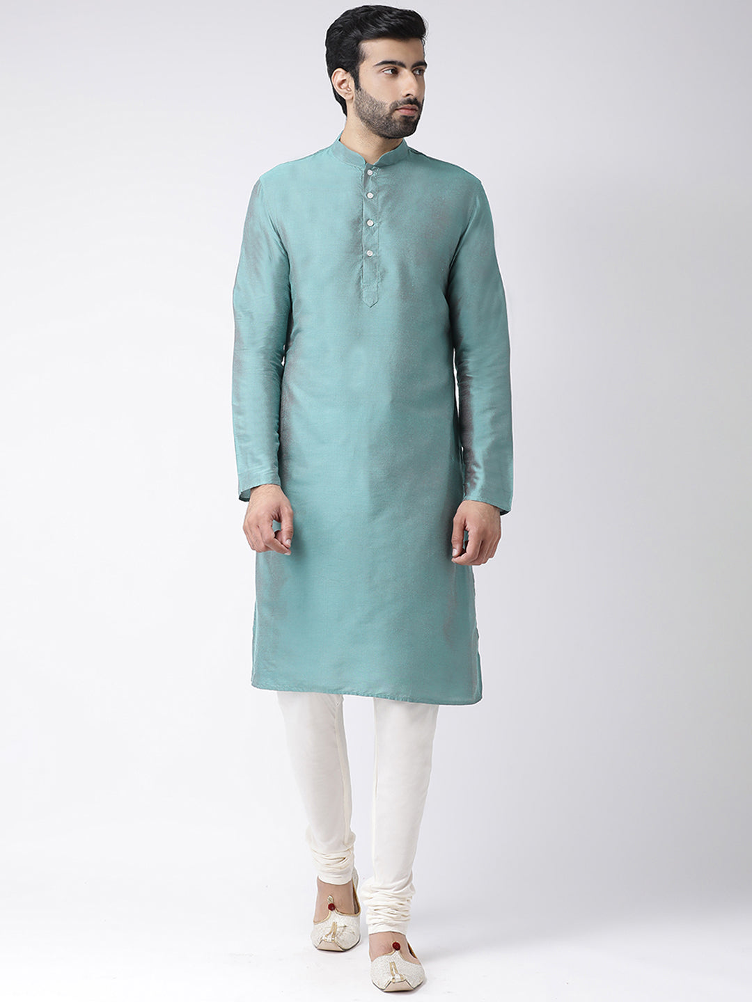 Kisah Men Off-White Printed Kurta Jacket Churidar Set | Swadesiicart