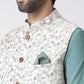 Kisah Men Off-White Printed Kurta Jacket Churidar Set | Swadesiicart