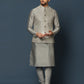 Kisah Men Grey Textured Kurta Jacket Churidar Set | Swadesiicart