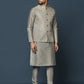 Kisah Men Grey Textured Kurta Jacket Churidar Set | Swadesiicart