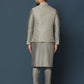 Kisah Men Grey Textured Kurta Jacket Churidar Set | Swadesiicart