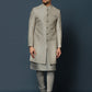 Kisah Men's Grey Textured Kurta with Indo-Western Jacket and Churidar Set | Swadesiicart