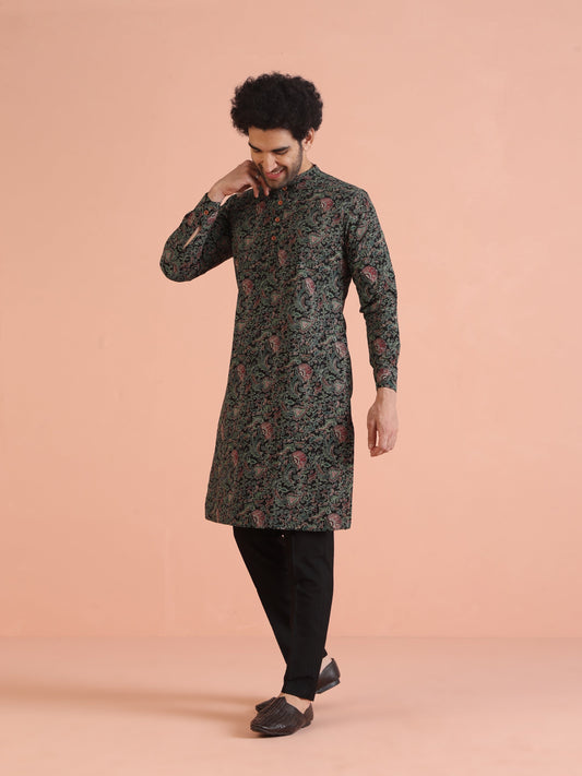 Kisah Men's Black Kurta Trousers Set | Swadesiicart