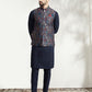 Kisah Men Multi Coloured Textured Kurta Jacket Trouser Set | Swadesiicart