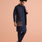 Kisah Men Navy Blue Thread Work Kurta Jacket Trouser Set | Swadesiicart