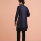 Kisah Men Navy Blue Textured Kurta Indowestern Trouser Set | Swadesiicart