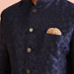 Kisah Men Navy Blue Textured Kurta Indowestern Trouser Set | Swadesiicart