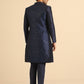 Kisah Men Navy Blue Textured Open Kurta Indowestern Trouser Set | Swadesiicart