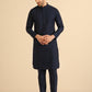 Kisah Men Navy Blue Textured Open Kurta Indowestern Trouser Set | Swadesiicart