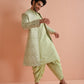 Kisah Men Green Embroidered Kurta Indowestern Dhoti Set | Swadesiicart