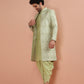 Kisah Men Green Embroidered Kurta Indowestern Dhoti Set | Swadesiicart