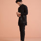 Kisah Men's Black Kurta Jacket Trouser Set | Swadesiicart