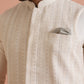 Kisah Men's Beige Printed Kurta Jacket with Trouser Set Geometric Design | Swadesiicart