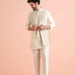 Kisah Men Off White Woven Design Kurta Jacket Trousers Set | Swadesiicart
