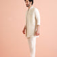 Kisah Men Off White Woven Design Kurta Jacket Trousers Set | Swadesiicart