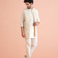 Kisah Men Off White Woven Design Kurta Jacket Trousers Set | Swadesiicart