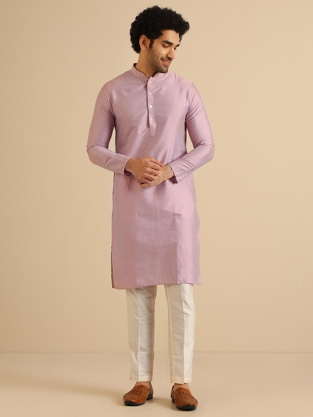 Kisah Men Lilac Textured Open Kurta Indowestern Trouser Set | Swadesiicart