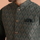 Kisah Men Green Woven Design Floral Kurta Jacket Trouser Set | Swadesiicart