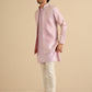 Kisah Men Lilac Textured Kurta Jacket Trouser Set | Swadesiicart