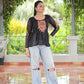 Prazu Fashion Black Georgette Schiffli Work Kutchi Gamthi Patch Work Navaratri Top - Swadesiicart
